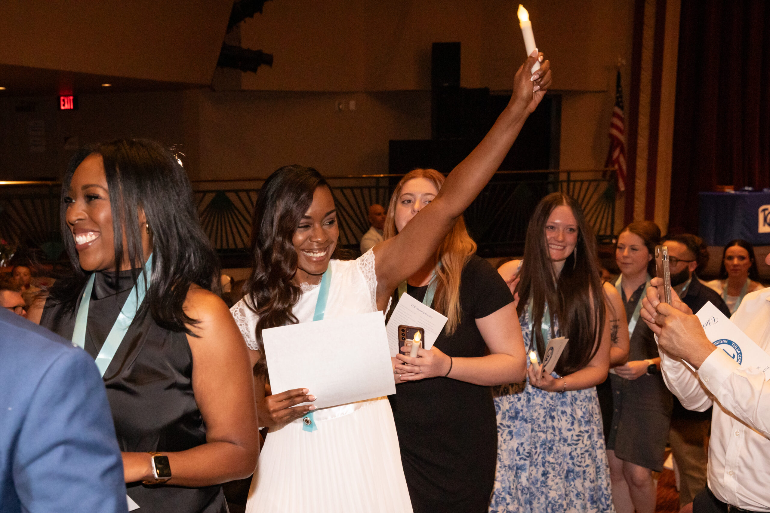 A TCC Nursing student celebrates her completion of the program at the 2025 TCC Nurse Pinning ceremony.